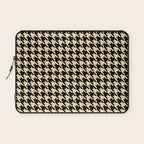 Black and Tan Classic houndstooth pattern Laptop Sleeve Gallery Image 1