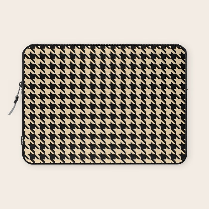 Black and Tan Classic houndstooth pattern Laptop Sleeve Gallery Image 1