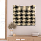 Black and Tan Classic houndstooth pattern Wall Tapestry Gallery Image 2