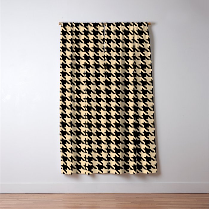 Black and Tan Classic houndstooth pattern Window Curtain Gallery Image 3