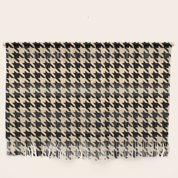 Black and Tan Classic houndstooth pattern Wall Hanging Gallery Image 1