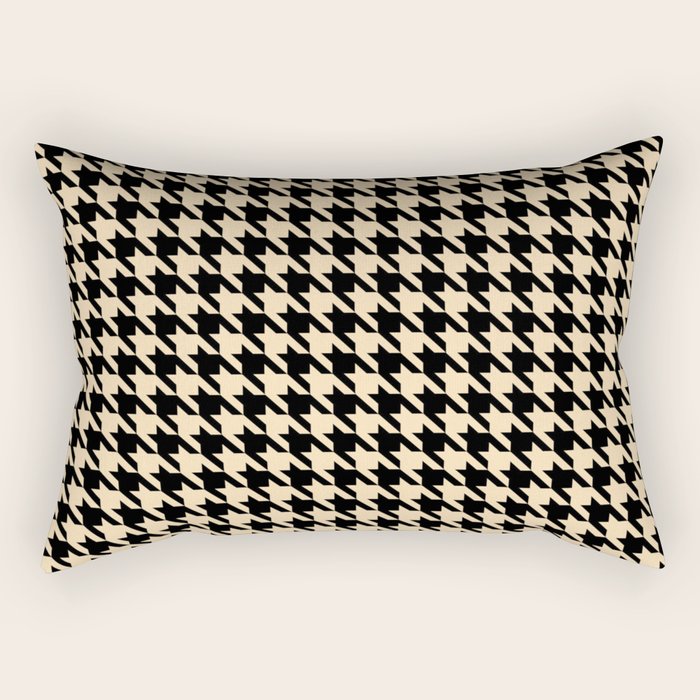 Black and Tan Classic houndstooth pattern Rectangular Pillow Gallery Image 2