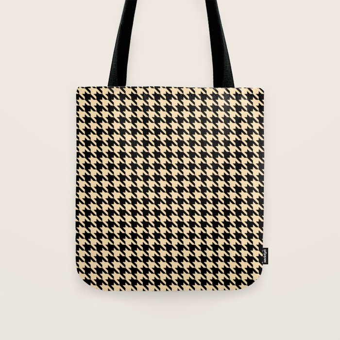 Black and Tan Classic houndstooth pattern Tote Bag Gallery Image 1