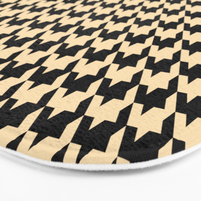 Black and Tan Classic houndstooth pattern Bath Mat Gallery Image 3