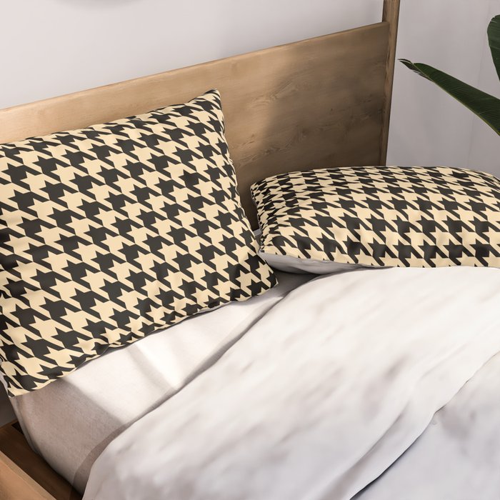 Black and Tan Classic houndstooth pattern Pillow Sham Gallery Image 2