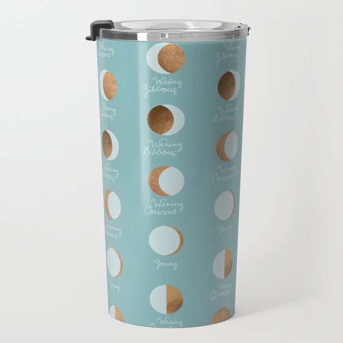 The Lunar Cycle â¢ Phases of the Moon â Copper & Robin's Egg Blue Palette Travel Mug Gallery Image 3