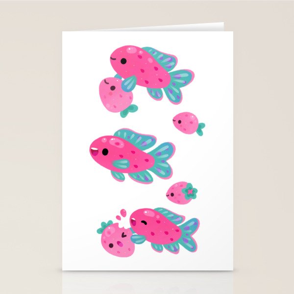 Strawberry peacock cichlid Stationery Card Gallery Image 1