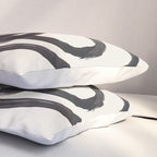 Mid Century Modern Minimalist Abstract Art Brush Strokes Black & White Ink Art Spiral Circles Pillow Sham Gallery Image 3