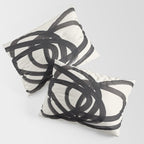Mid Century Modern Minimalist Abstract Art Brush Strokes Black & White Ink Art Spiral Circles Pillow Sham Gallery Image 3