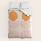 Mid Century Modern Geometric 43 in Coral Orange (Rainbow and Sun Abstraction) Comforter Gallery Image 6