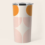 Mid Century Modern Geometric 43 in Coral Orange (Rainbow and Sun Abstraction) Travel Mug Gallery Image 1