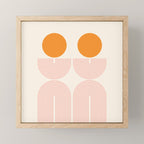 Mid Century Modern Geometric 43 in Coral Orange (Rainbow and Sun Abstraction) Mini Art Print Gallery Image 1