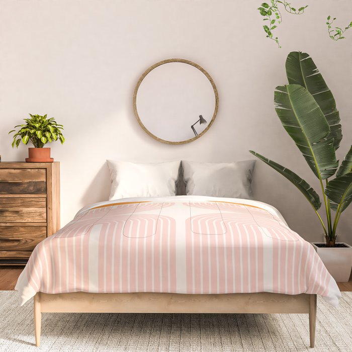 Mid Century Modern Geometric 43 in Coral Orange (Rainbow and Sun Abstraction) Comforter Gallery Image 3