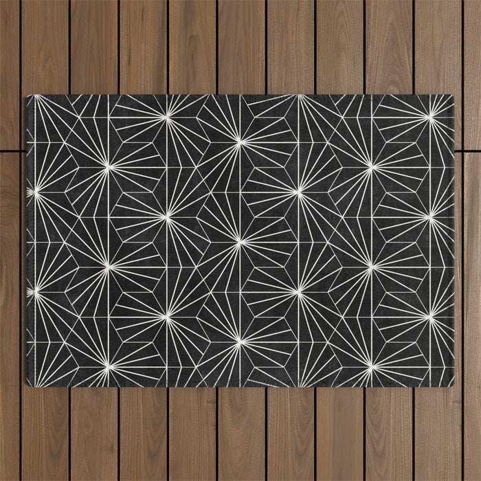 Hexagonal Pattern - Black Concrete Outdoor Rug Gallery Image 1