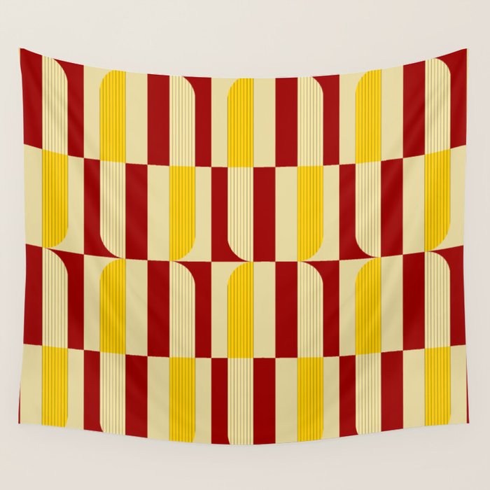 Marigold and Maple - Abstract Geometric Pattern Wall Tapestry Gallery Image 1