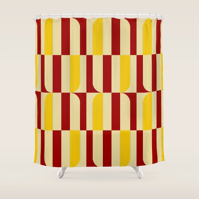 Marigold and Maple - Abstract Geometric Pattern Shower Curtain Gallery Image 1