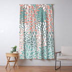 Festive, Floral Prints, Teal and Coral Window Curtain Gallery Image 5
