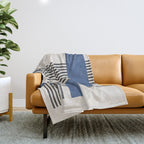Stripes and Square Blue Composition - Abstract Throw Blanket Gallery Image 1