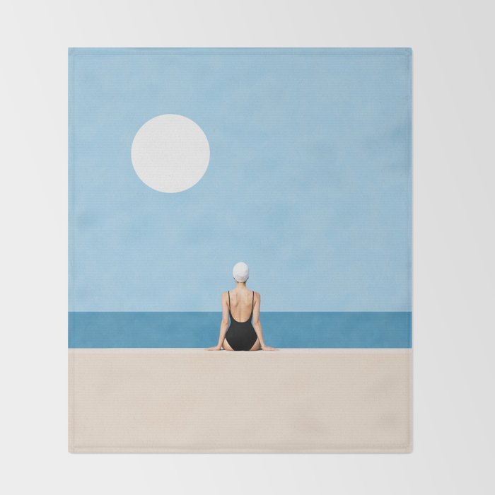 Minimalist Beach Sun Horizon Throw Blanket Gallery Image 2