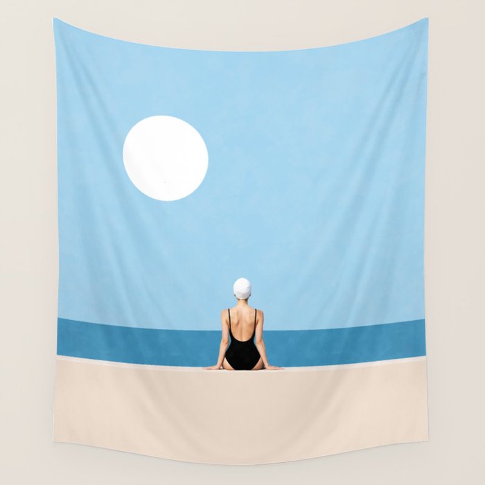 Minimalist Beach Sun Horizon Wall Tapestry Gallery Image 4