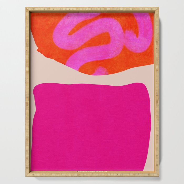 relations II -shapes minimal painting abstract Serving Tray Gallery Image 1