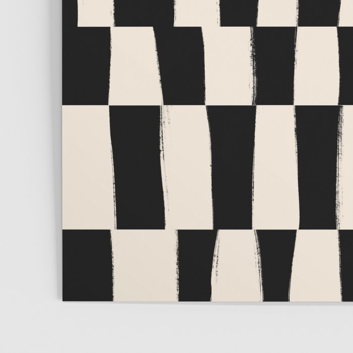 Wave Checks: Noir Black Handpainted Pattern Poster Gallery Image 3