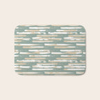 Colorful Stripes, Green and Beige, Abstract Art Bath Mat Gallery Image 1