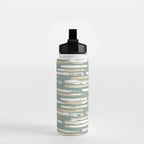 Colorful Stripes, Green and Beige, Abstract Art Water Bottle Gallery Image 2