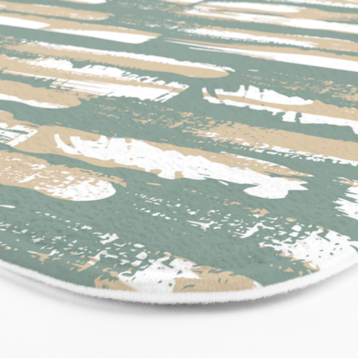 Colorful Stripes, Green and Beige, Abstract Art Bath Mat Gallery Image 3