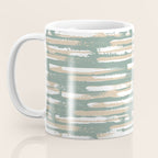 Colorful Stripes, Green and Beige, Abstract Art Coffee Mug Gallery Image 3