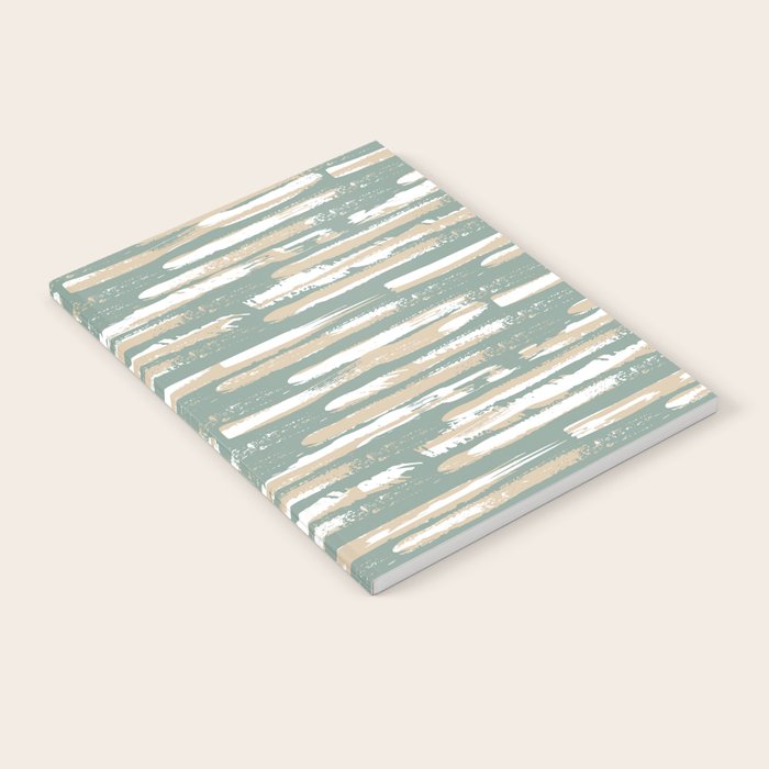 Colorful Stripes, Green and Beige, Abstract Art Notebook Gallery Image 2