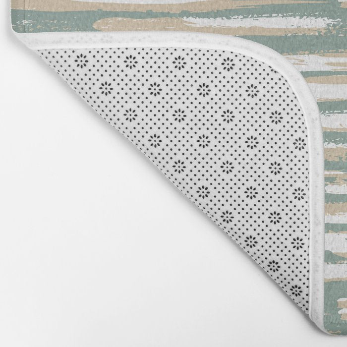Colorful Stripes, Green and Beige, Abstract Art Bath Mat Gallery Image 2