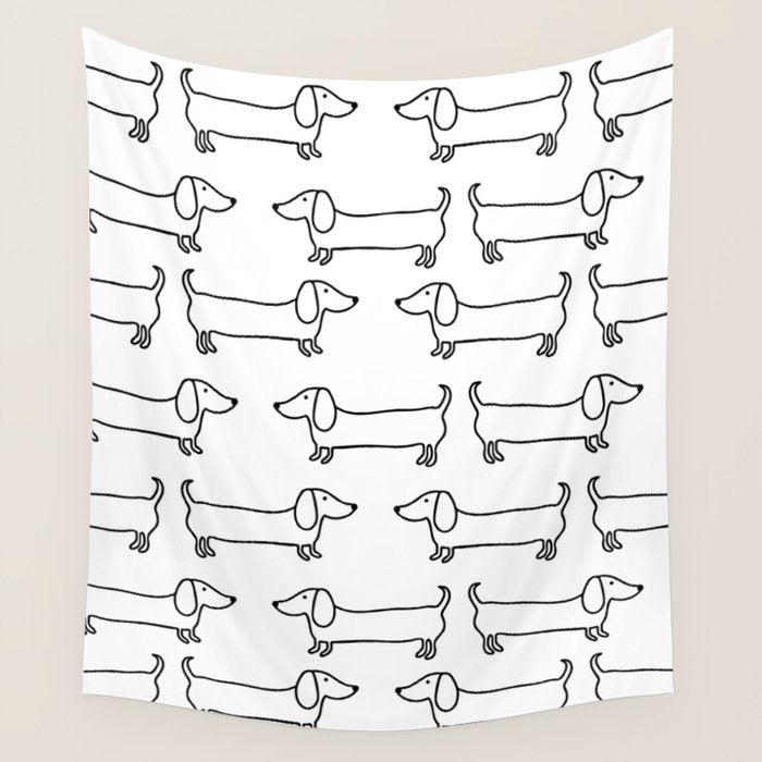 Dachshund in black-white Wall Tapestry Gallery Image 4