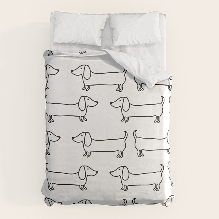 Dachshund in black-white Duvet Cover Gallery Image 6