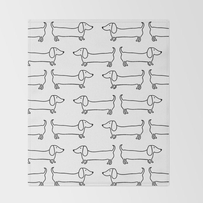 Dachshund in black-white Throw Blanket Gallery Image 2