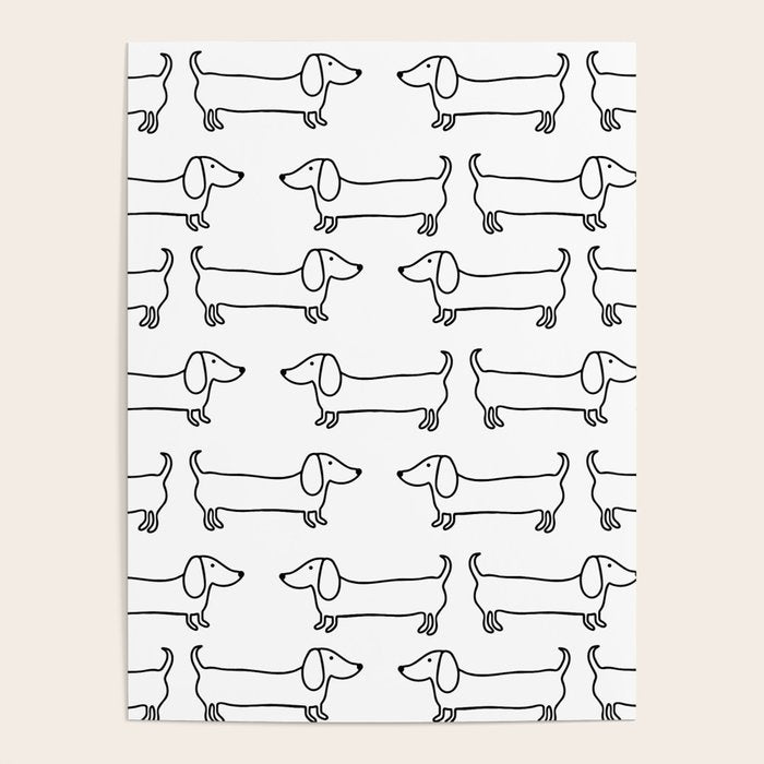 Dachshund in black-white Poster Gallery Image 1