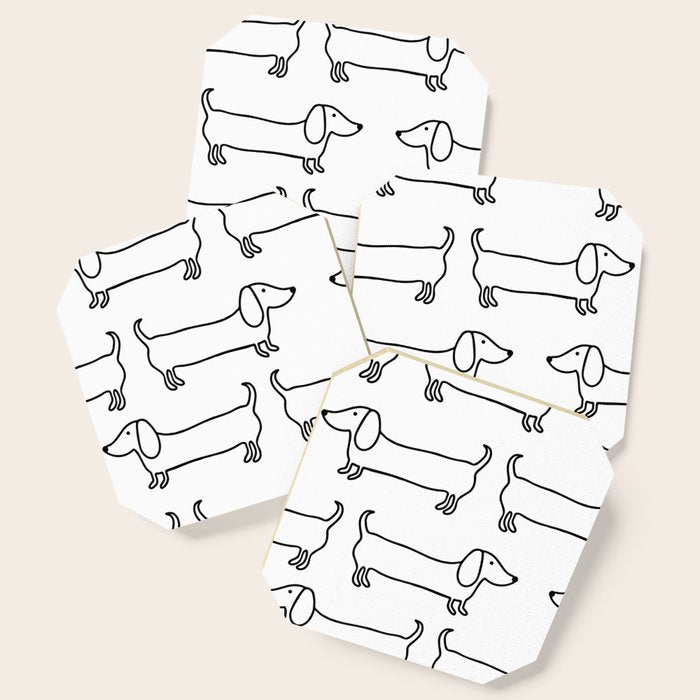 Dachshund in black-white Coaster Gallery Image 1