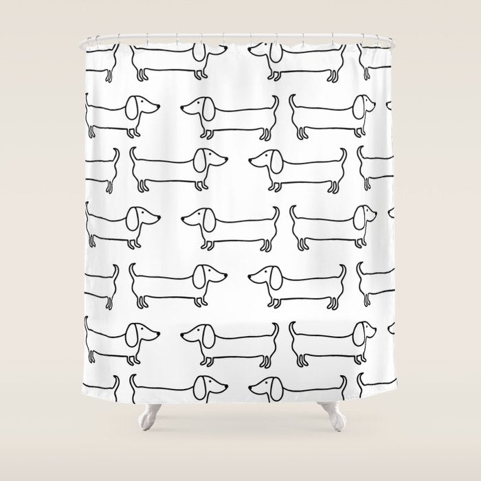 Dachshund in black-white Shower Curtain Gallery Image 1