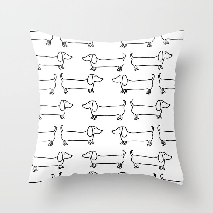 Dachshund in black-white Throw Pillow Gallery Image 6