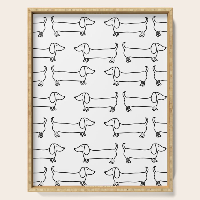 Dachshund in black-white Serving Tray Gallery Image 1