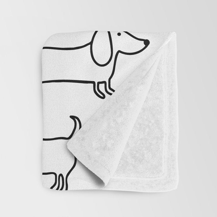 Dachshund in black-white Throw Blanket Gallery Image 3