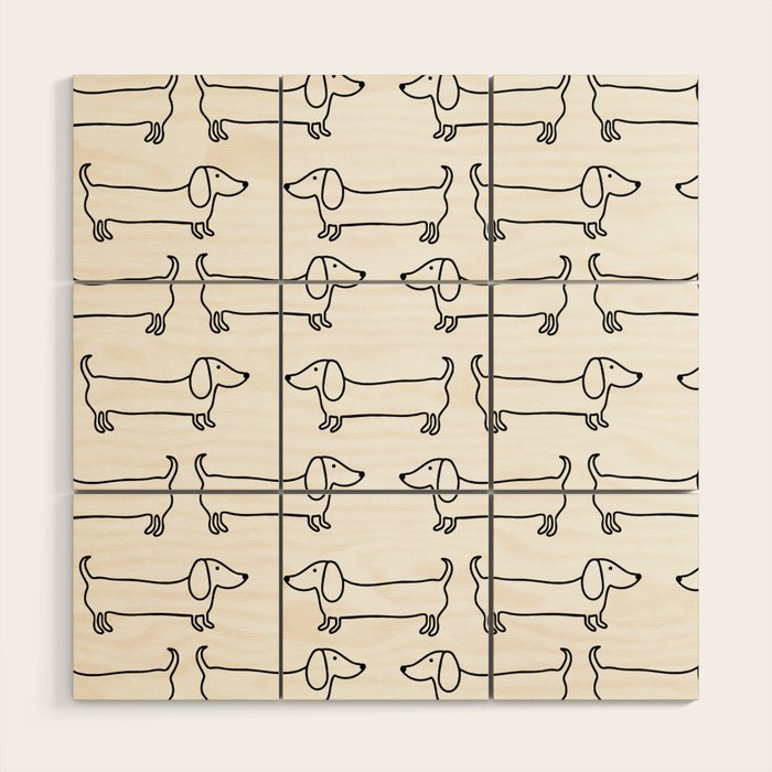 Dachshund in black-white Wood Wall Art Gallery Image 1