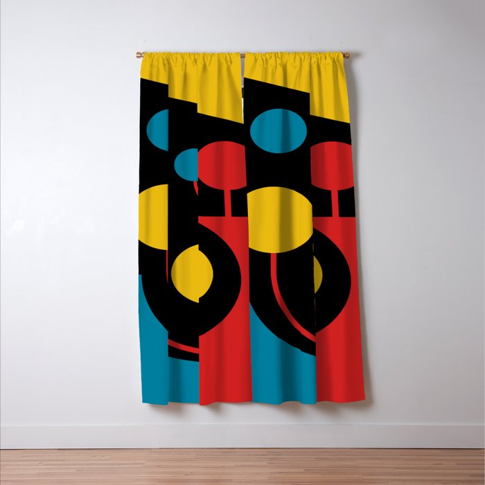 Mid Century Modern Geometric Abstract Window Curtain Gallery Image 3