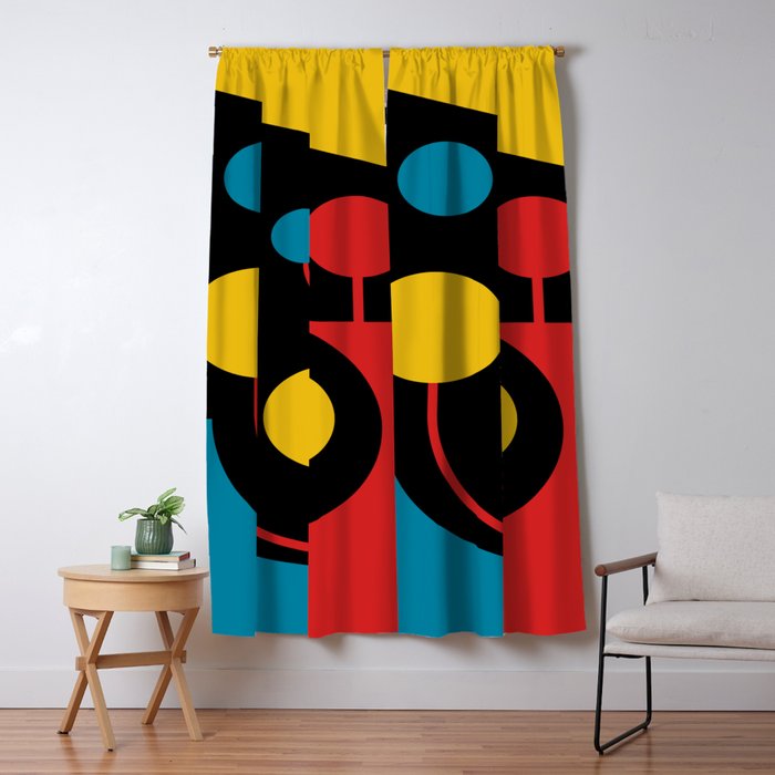 Mid Century Modern Geometric Abstract Window Curtain Gallery Image 5