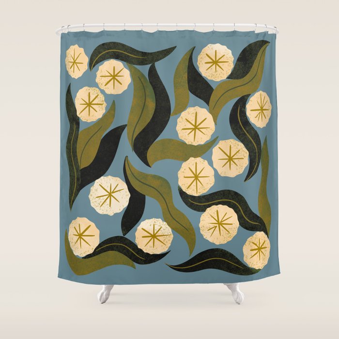 Blue Floral Shower Curtain Gallery Image 1