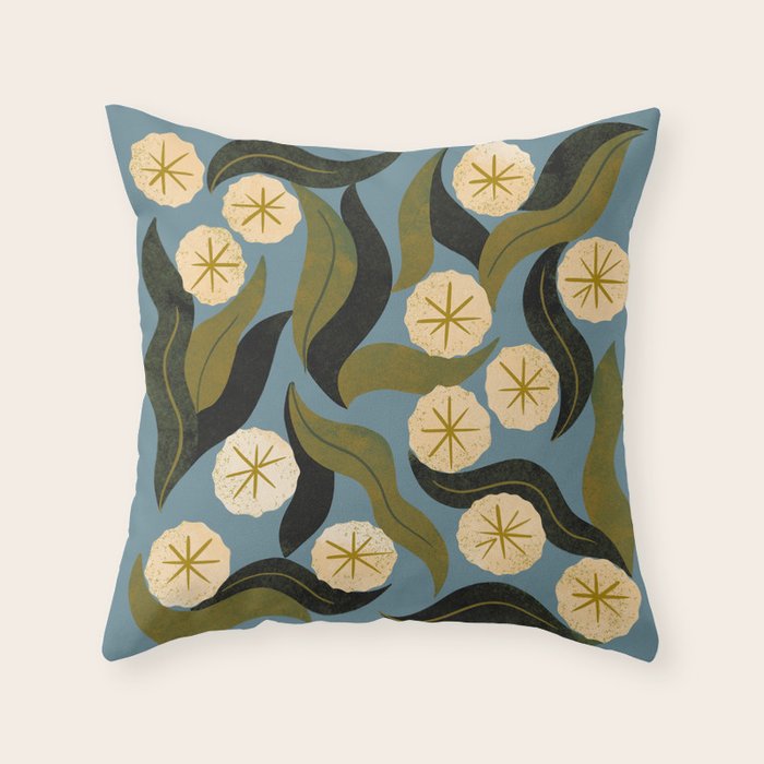 Blue Floral Throw Pillow Gallery Image 6