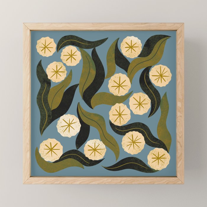 Blue Floral Mini Art Print Gallery Image 1