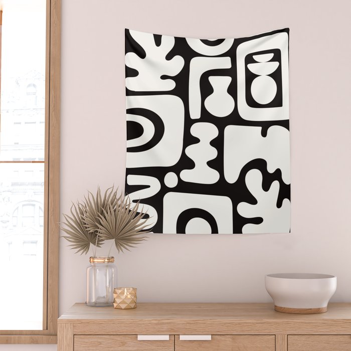 Abstract Black&White Cutouts Wall Tapestry Gallery Image 2