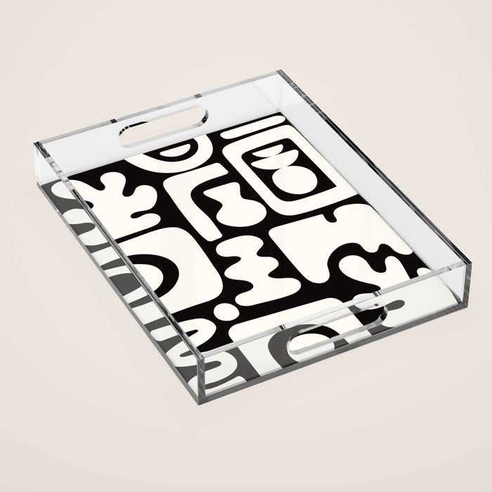 Abstract Black&White Cutouts Acrylic Tray Gallery Image 1