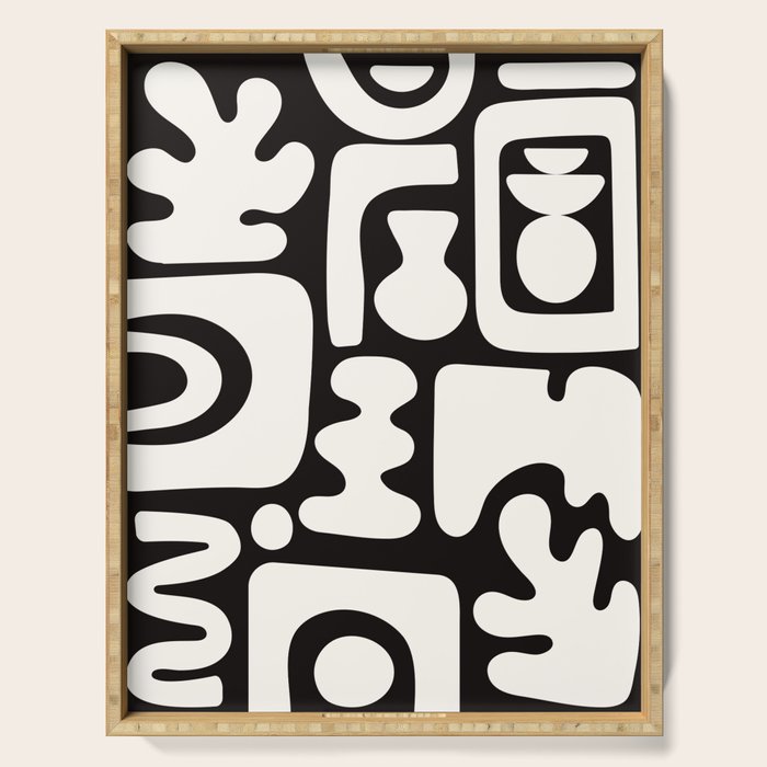 Abstract Black&White Cutouts Serving Tray Gallery Image 1